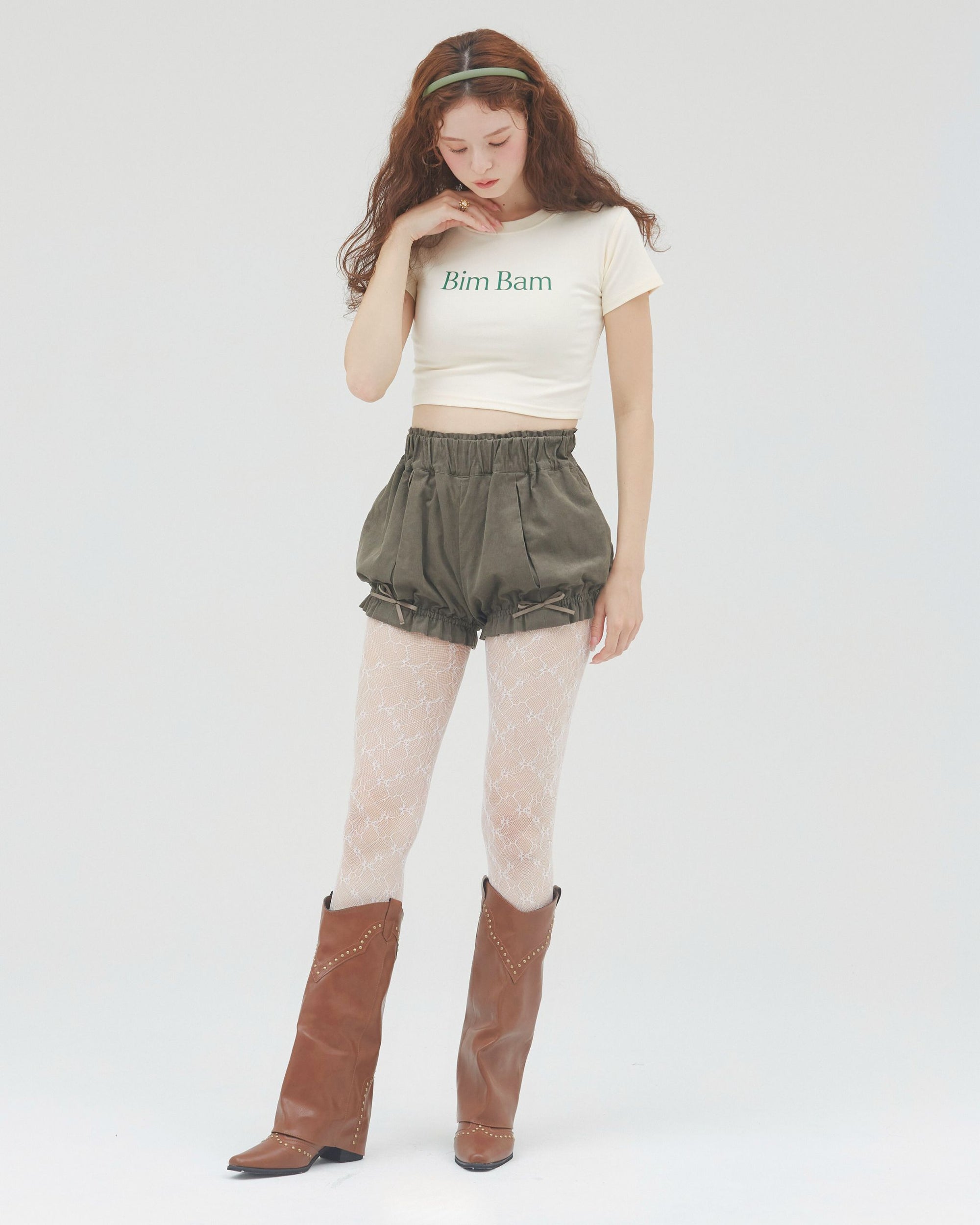 bimbam logo crop tee ivory