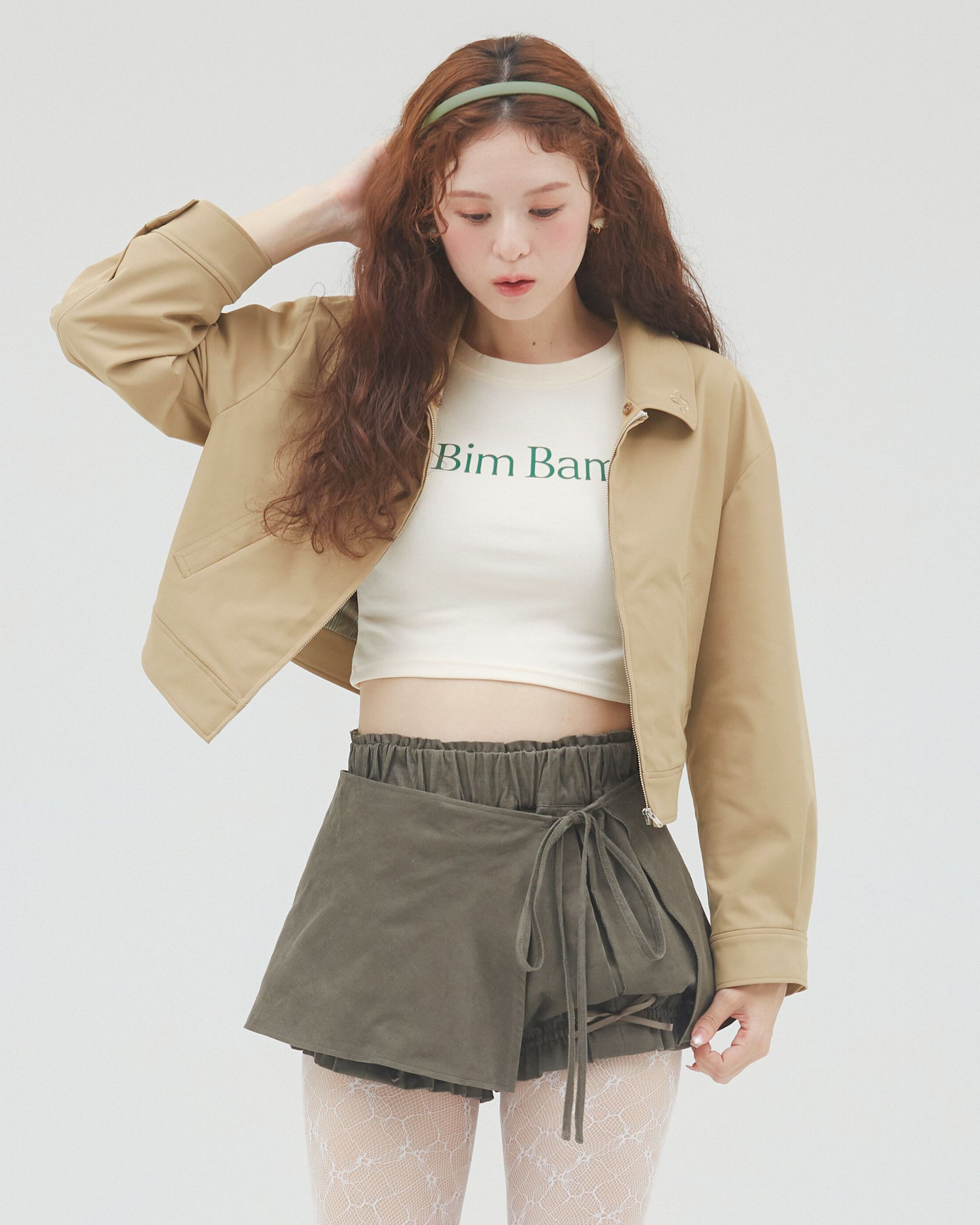 bimbam logo crop tee ivory