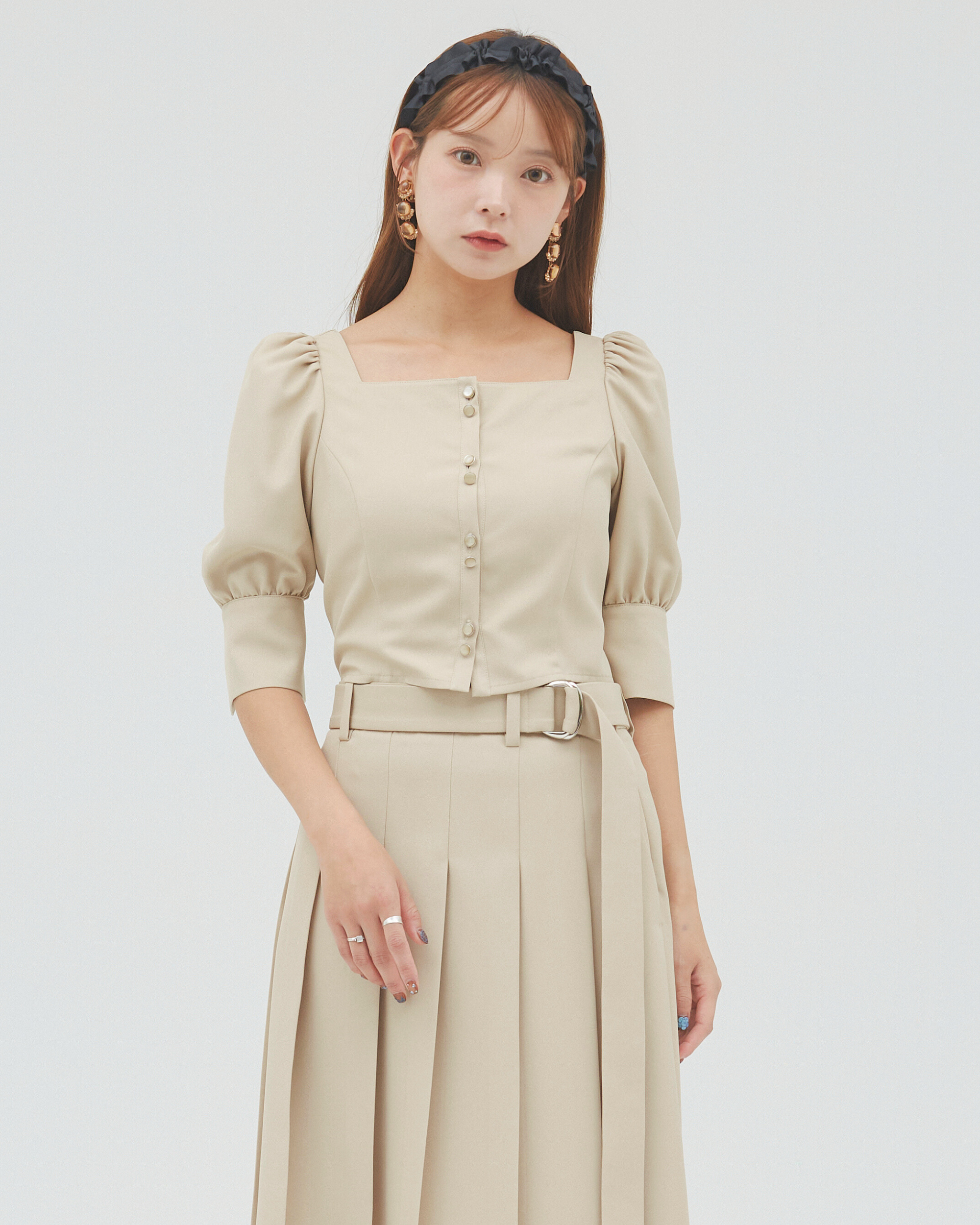 bimbam puff sleeve blouse beige