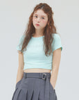 bimbam logo crop tee mintblue
