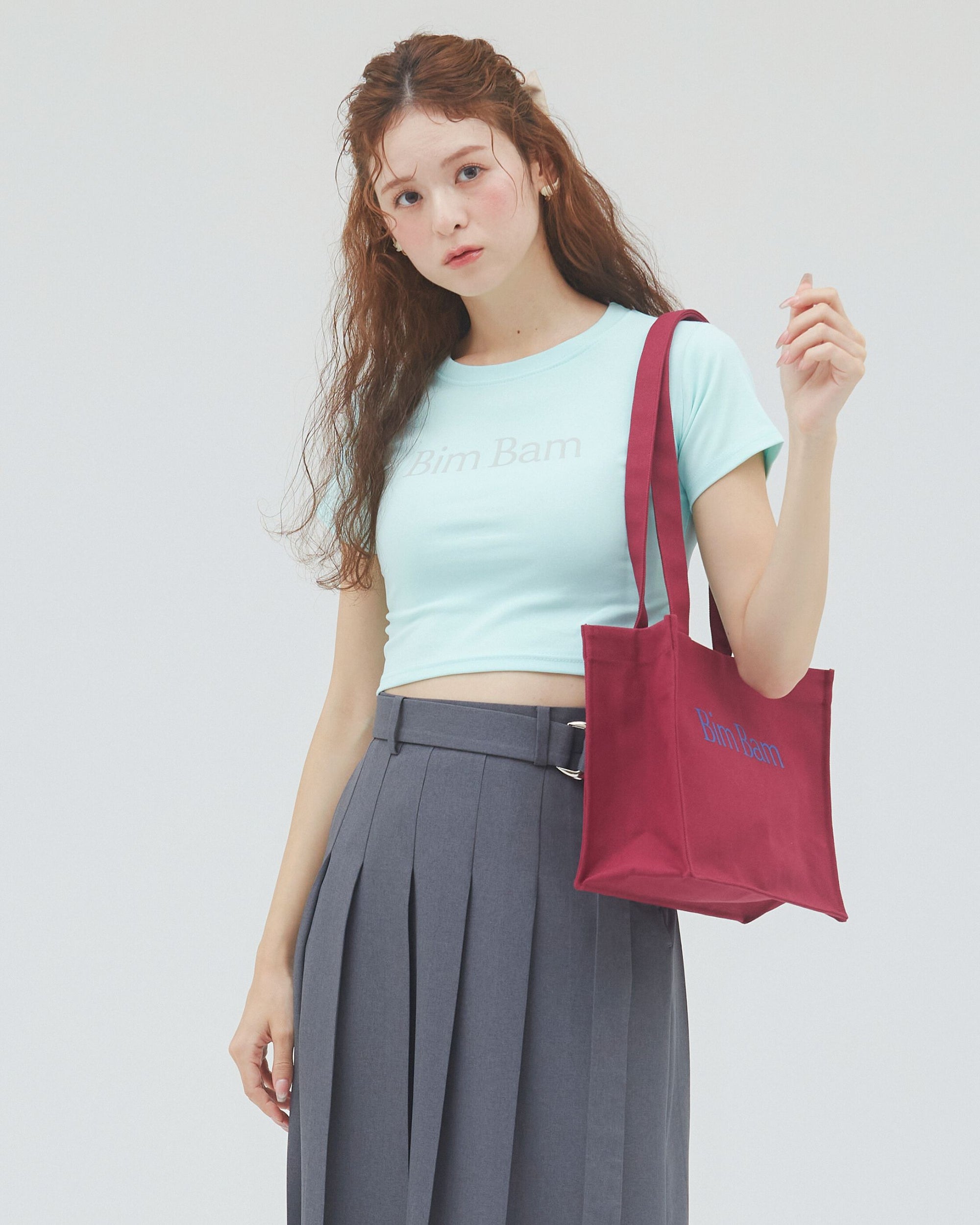 bimbam logo crop tee mintblue