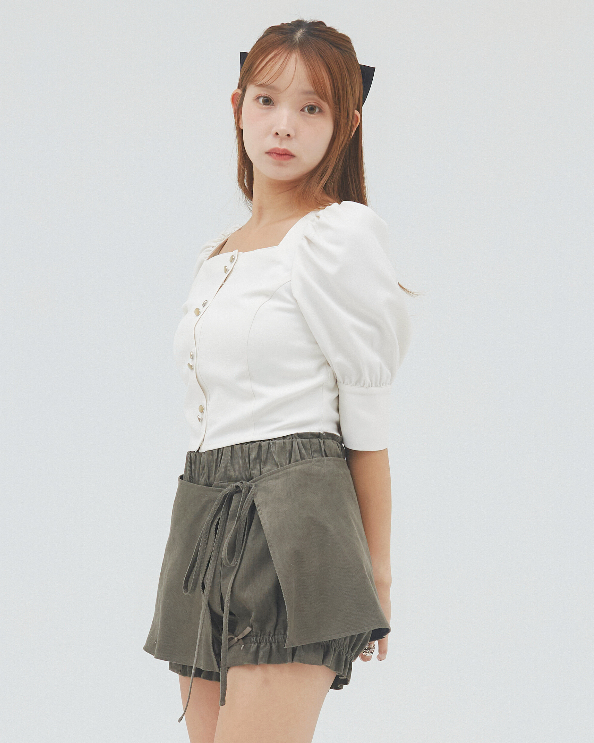 bimbam layered mini shorts khaki