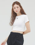 bimbam emblem crop tee white