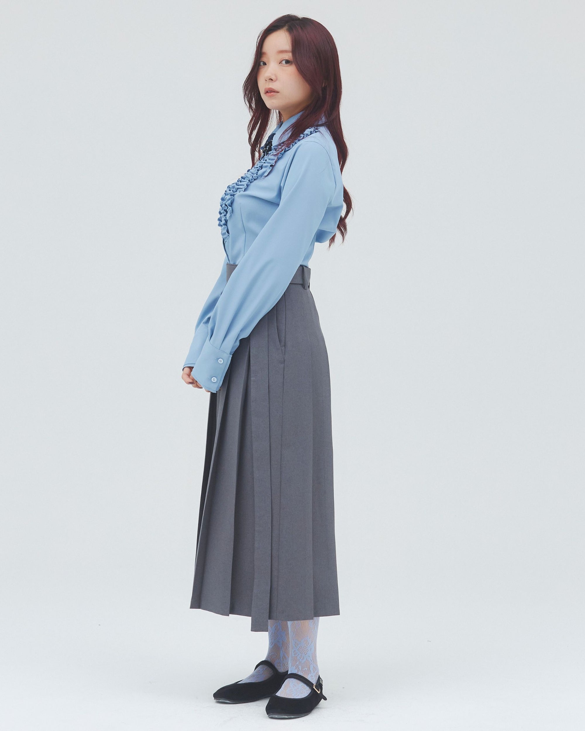 bimbam basic pleat skirt gray