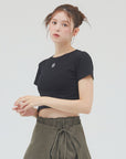 bimbam emblem crop tee black