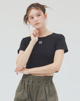 bimbam emblem crop tee black