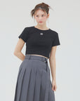 bimbam emblem crop tee black