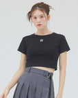 bimbam emblem crop tee black