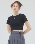 bimbam emblem crop tee black
