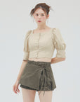 bimbam puff sleeve blouse beige