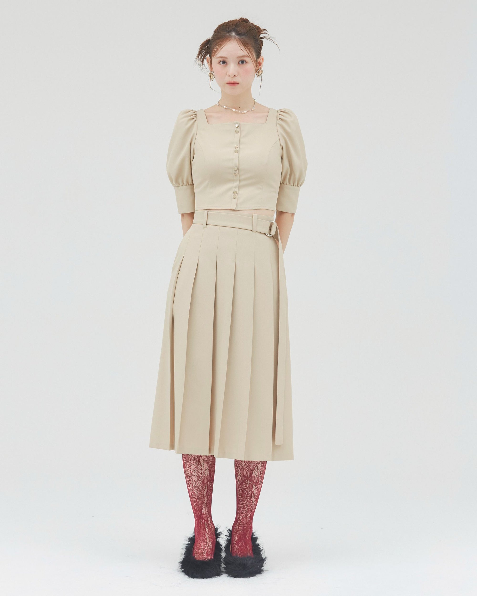 bimbam puff sleeve blouse beige