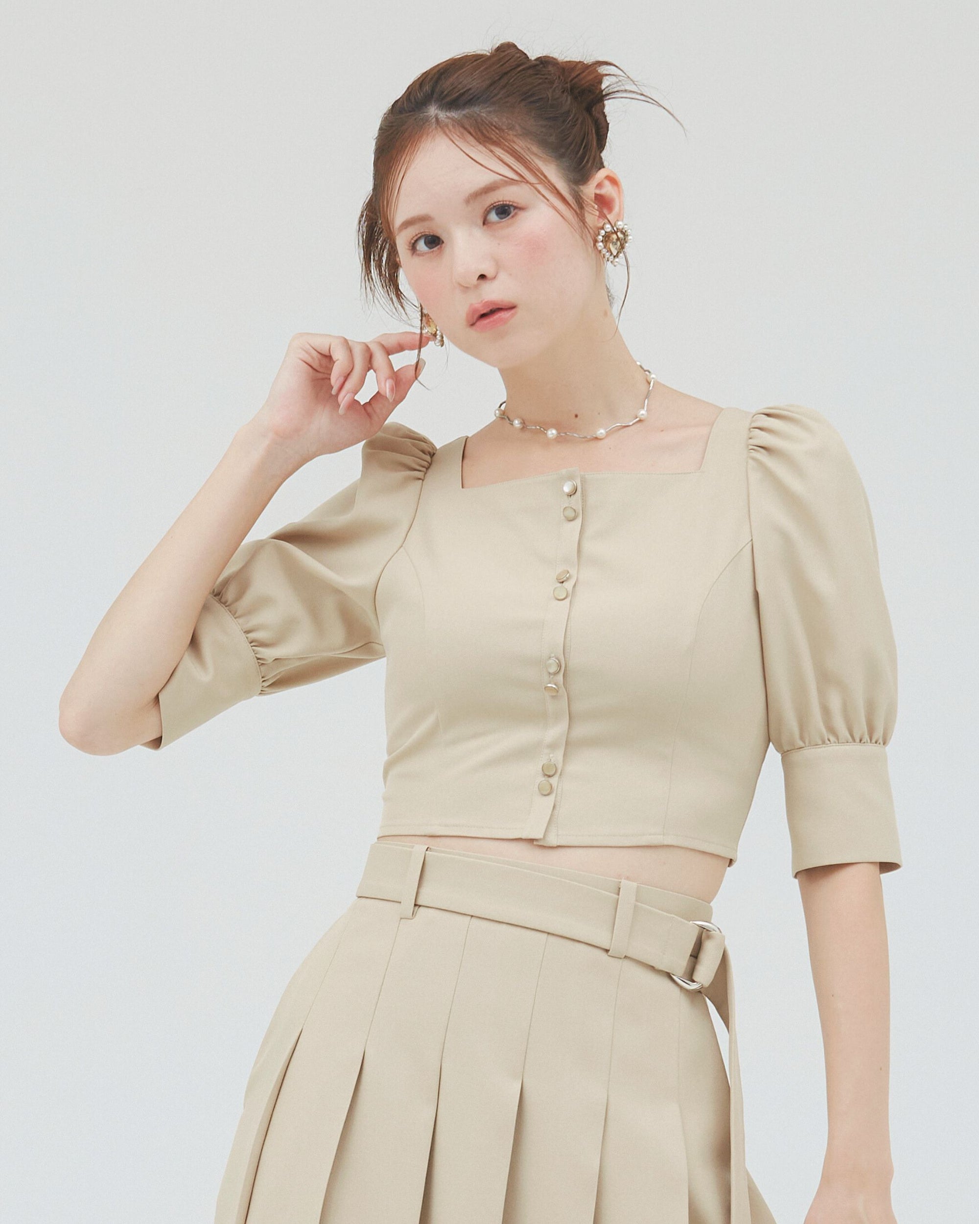 bimbam puff sleeve blouse beige