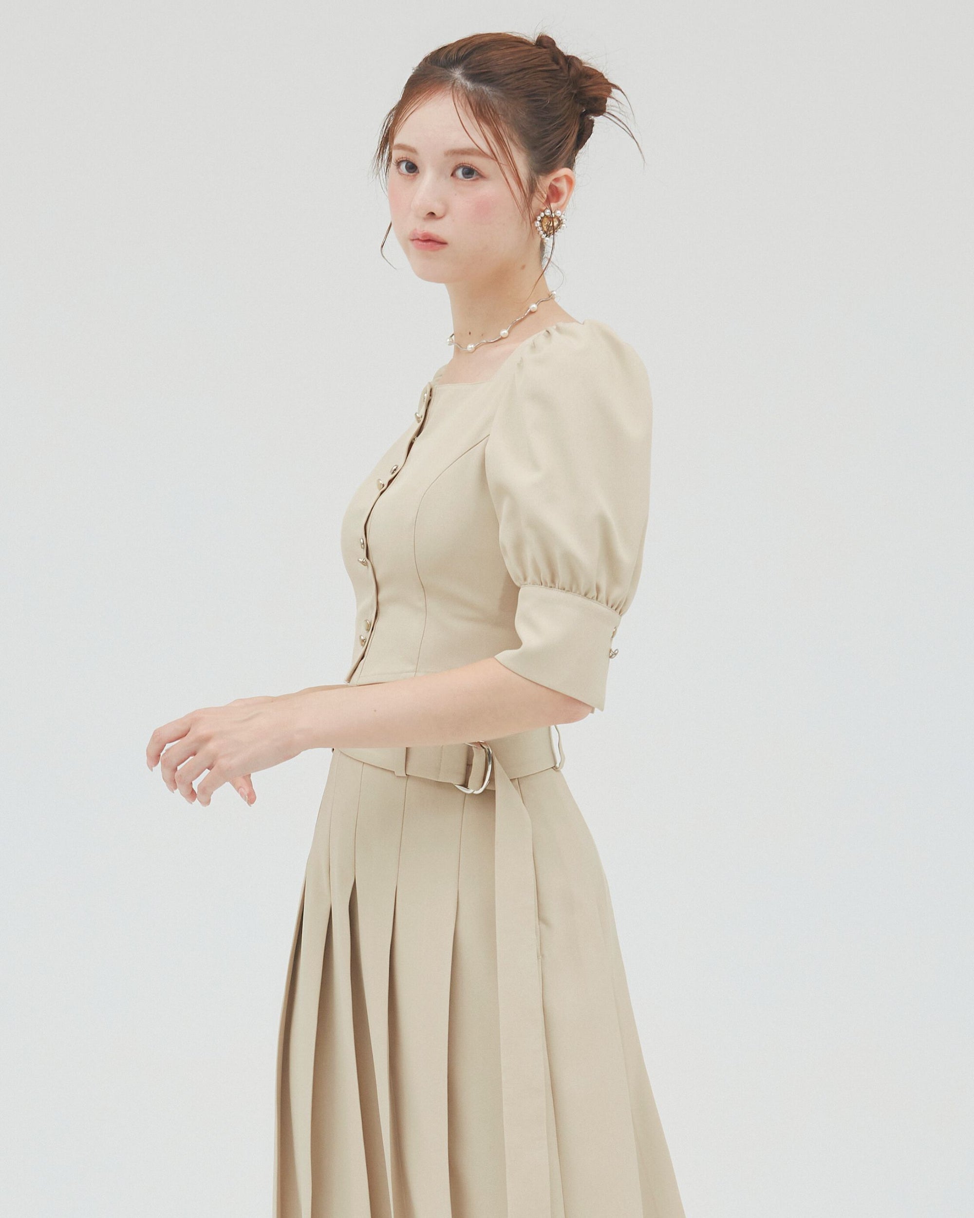 bimbam puff sleeve blouse beige