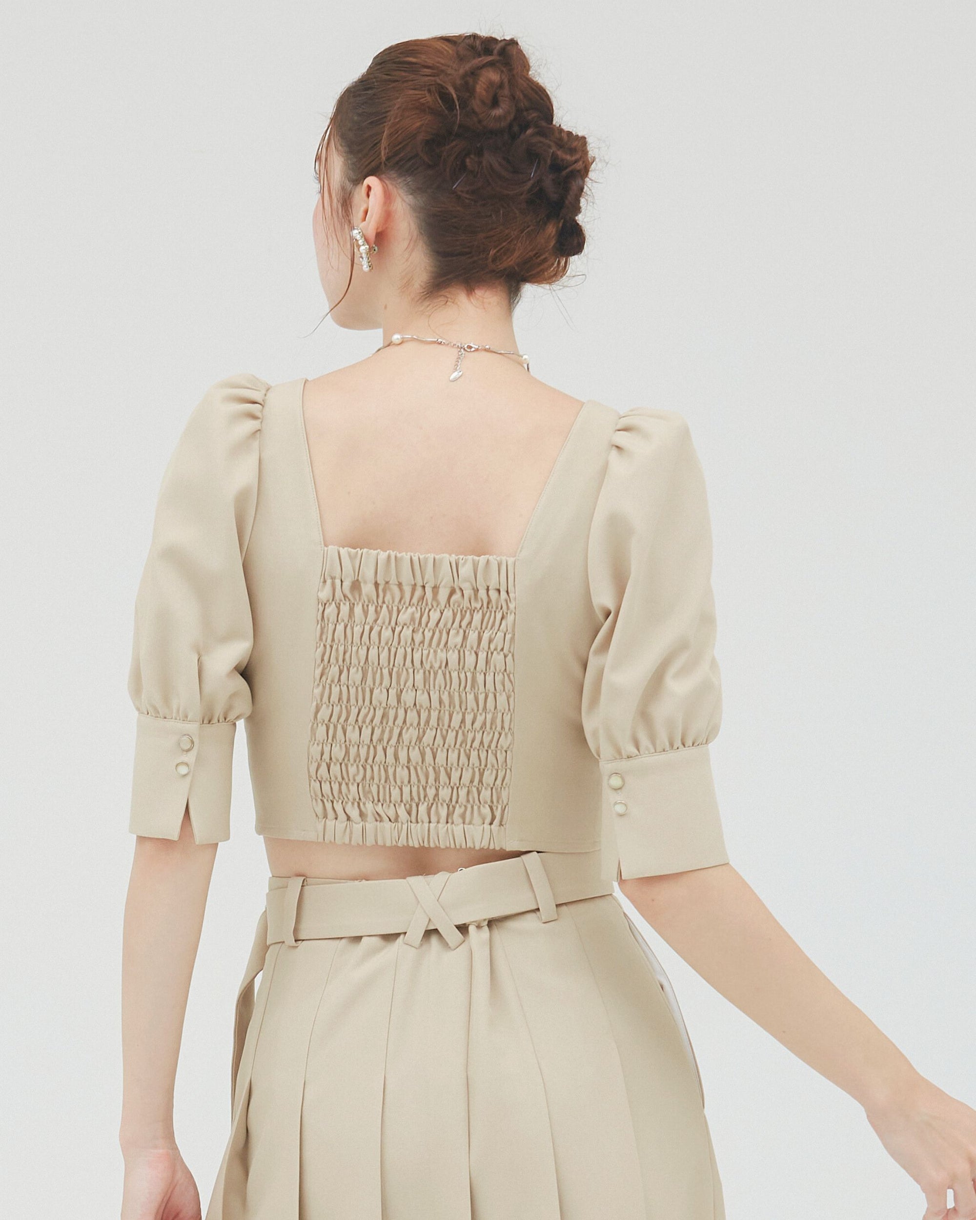 bimbam puff sleeve blouse beige