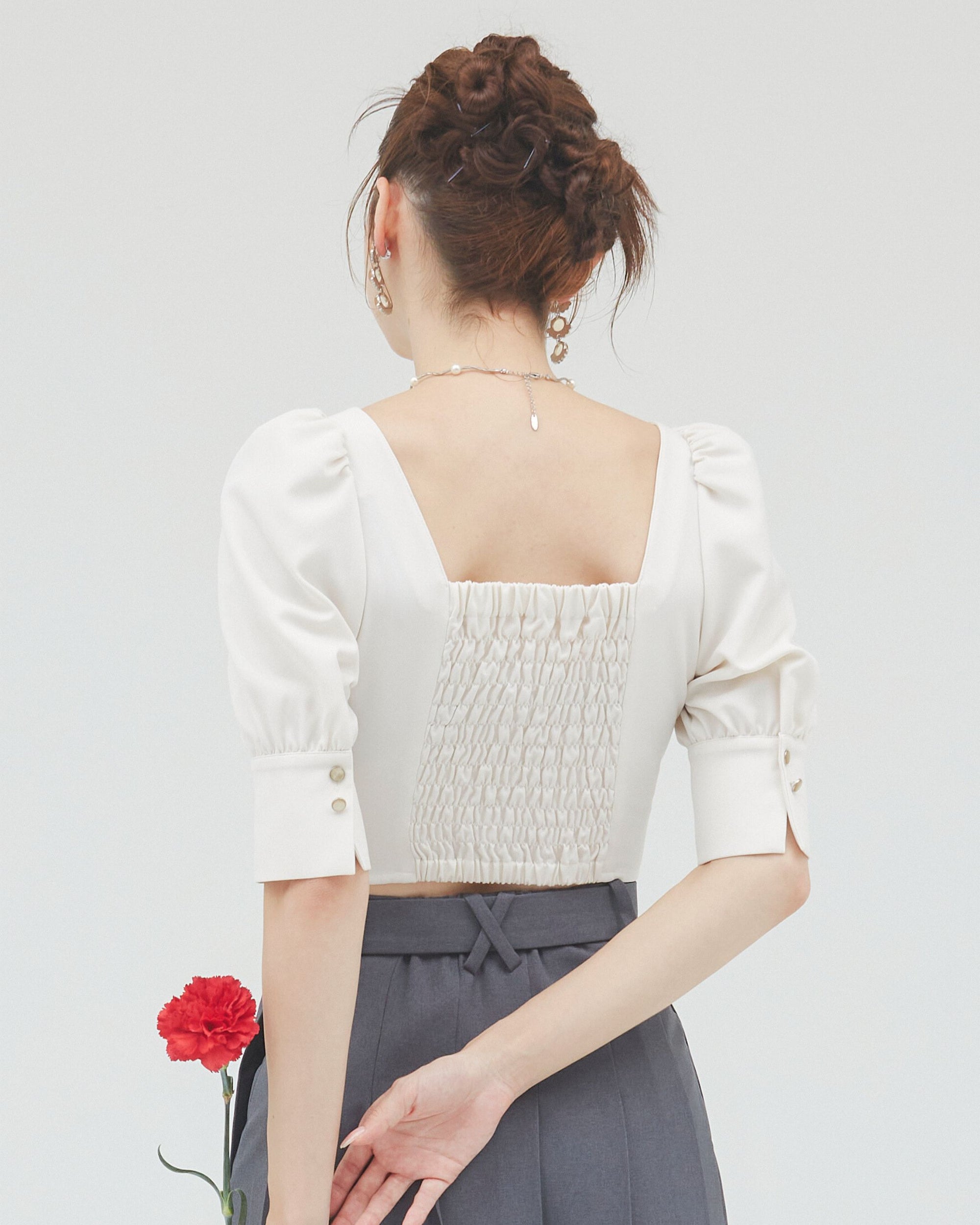 bimbam puff sleeve blouse offwhite