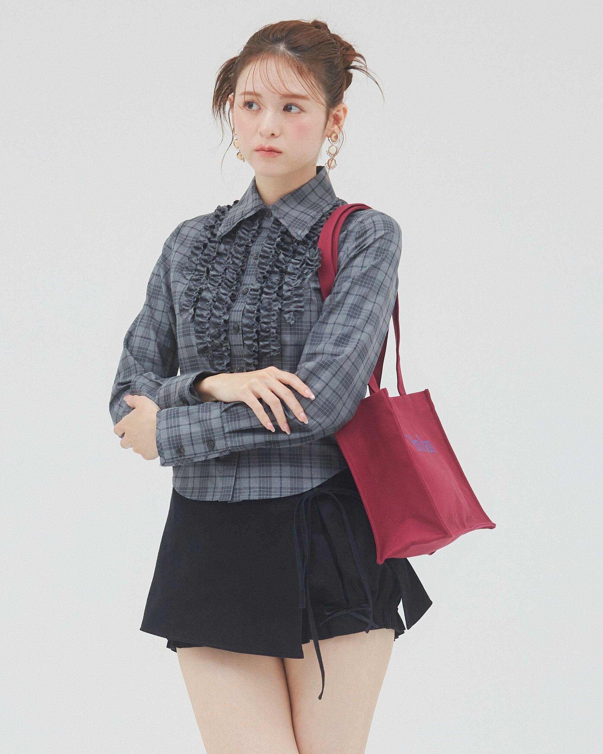 bimbam ruffle shirt gray