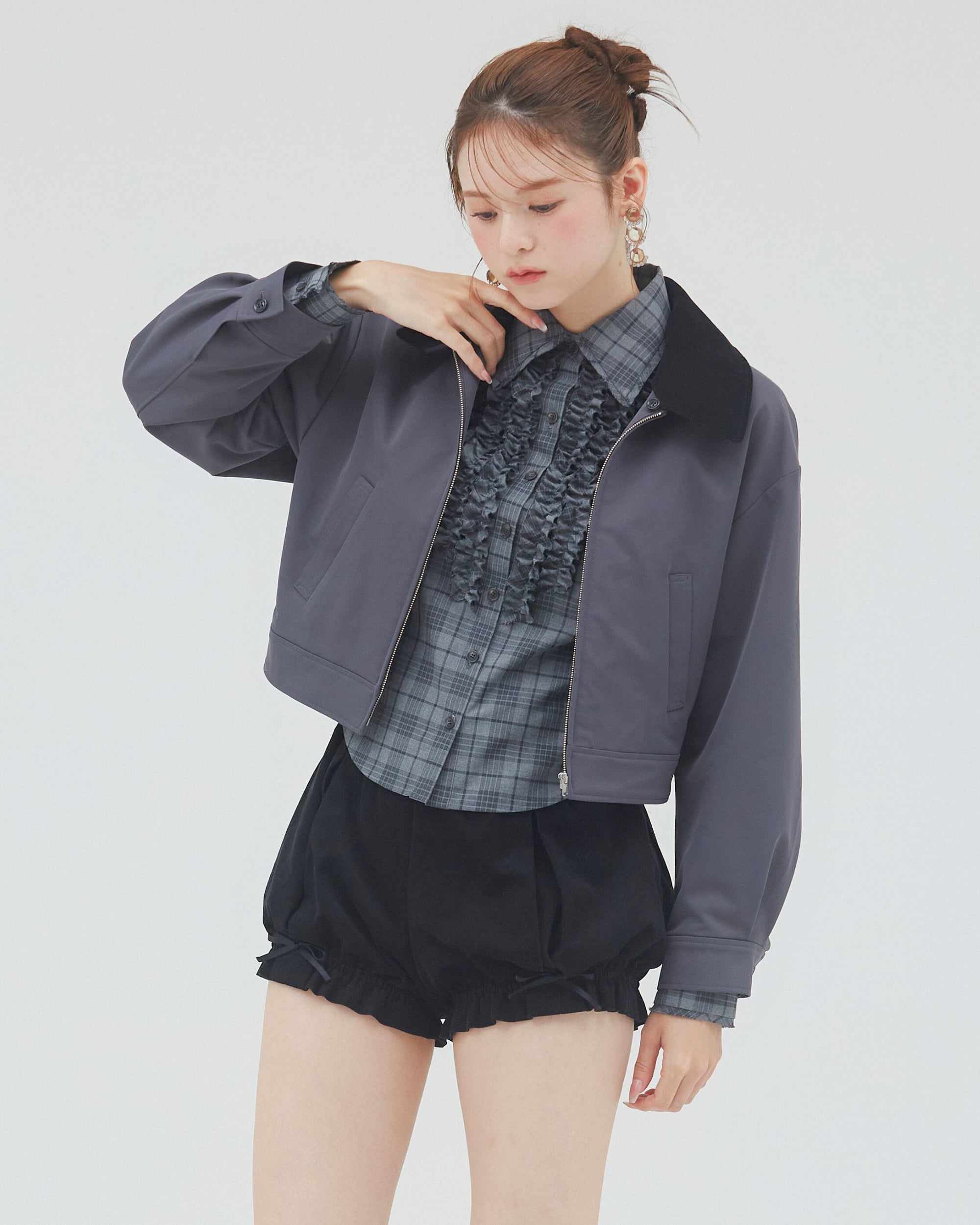 bimbam ruffle shirt gray