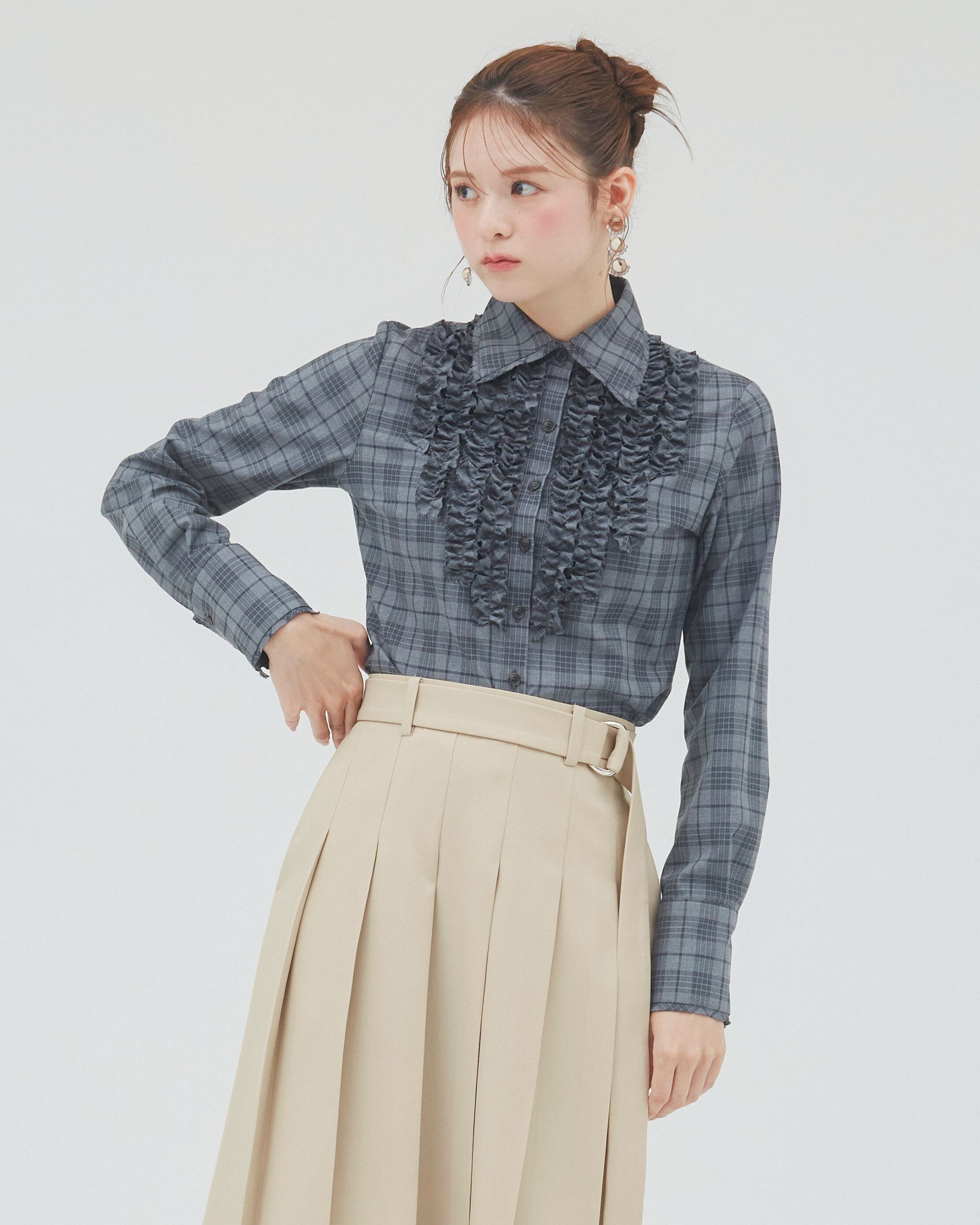 bimbam ruffle shirt gray