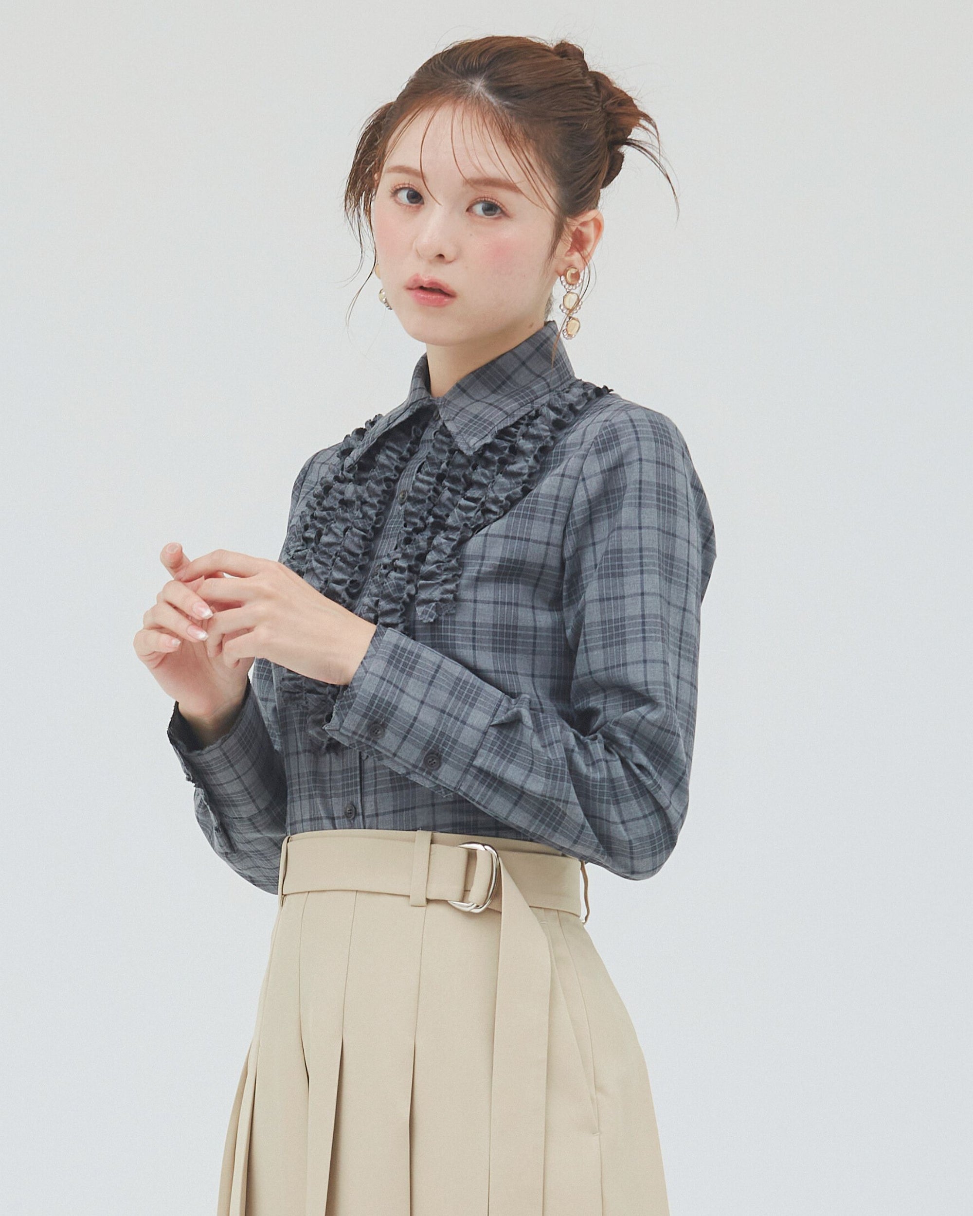 bimbam ruffle shirt gray