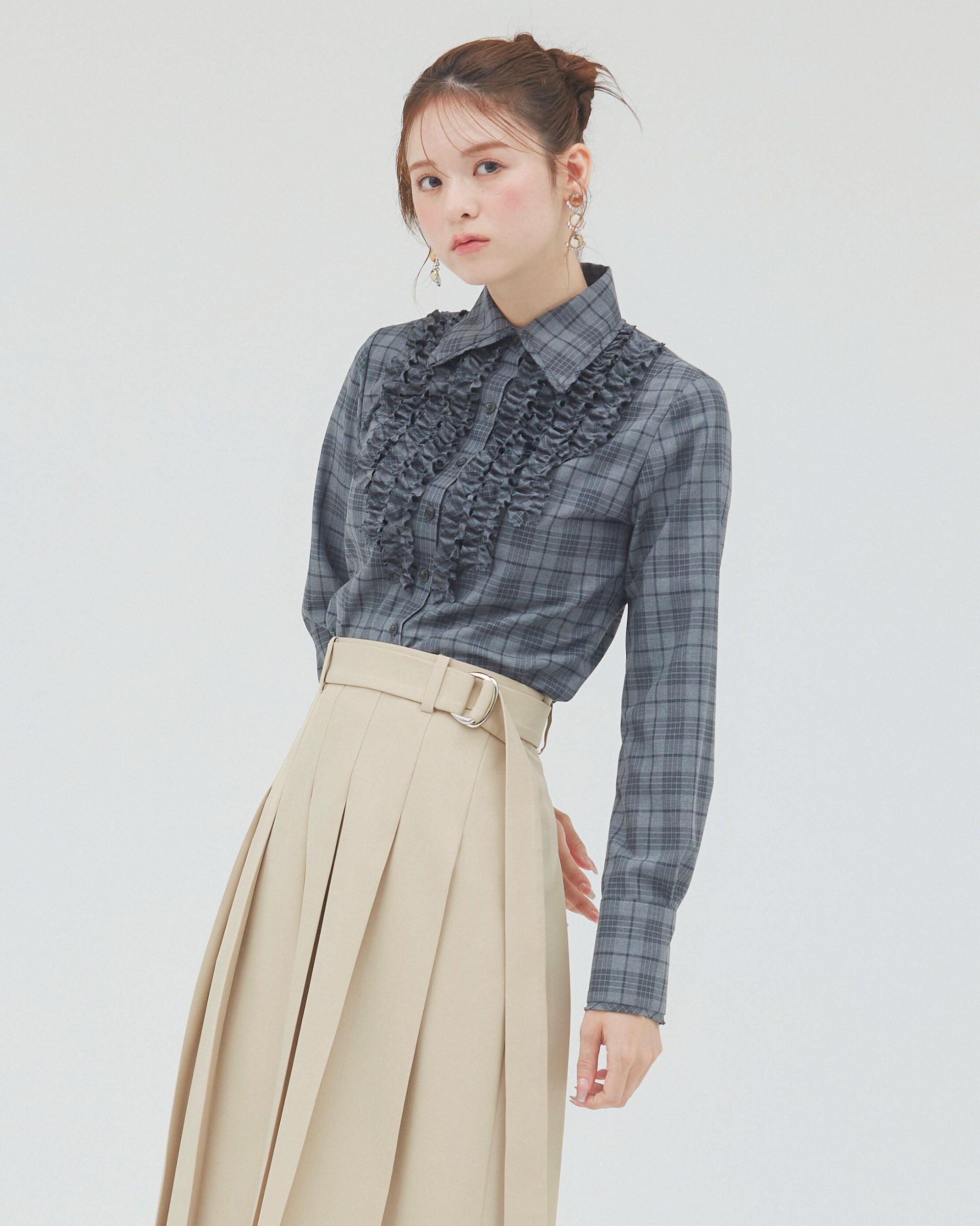 bimbam ruffle shirt gray