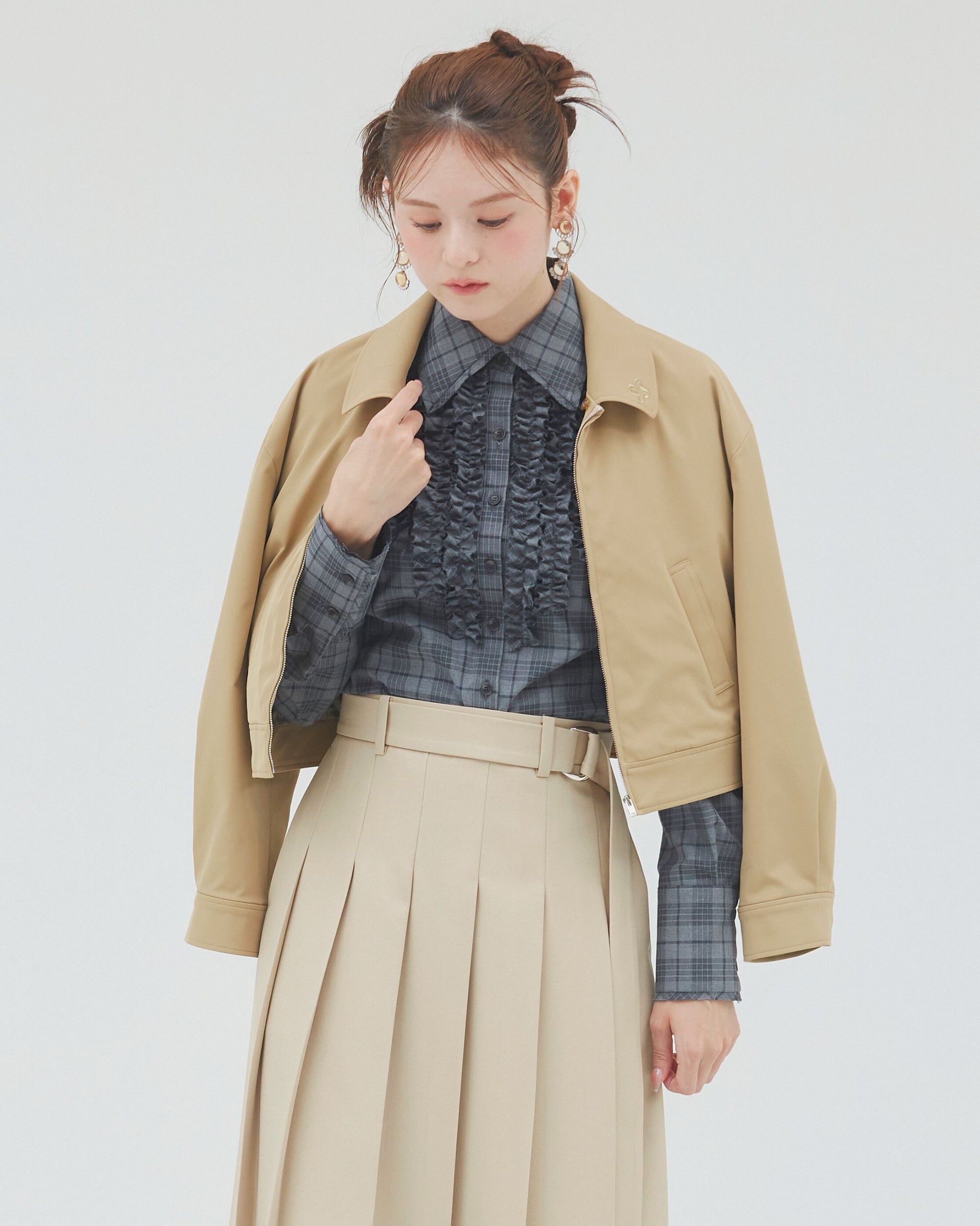 bimbam ruffle shirt gray