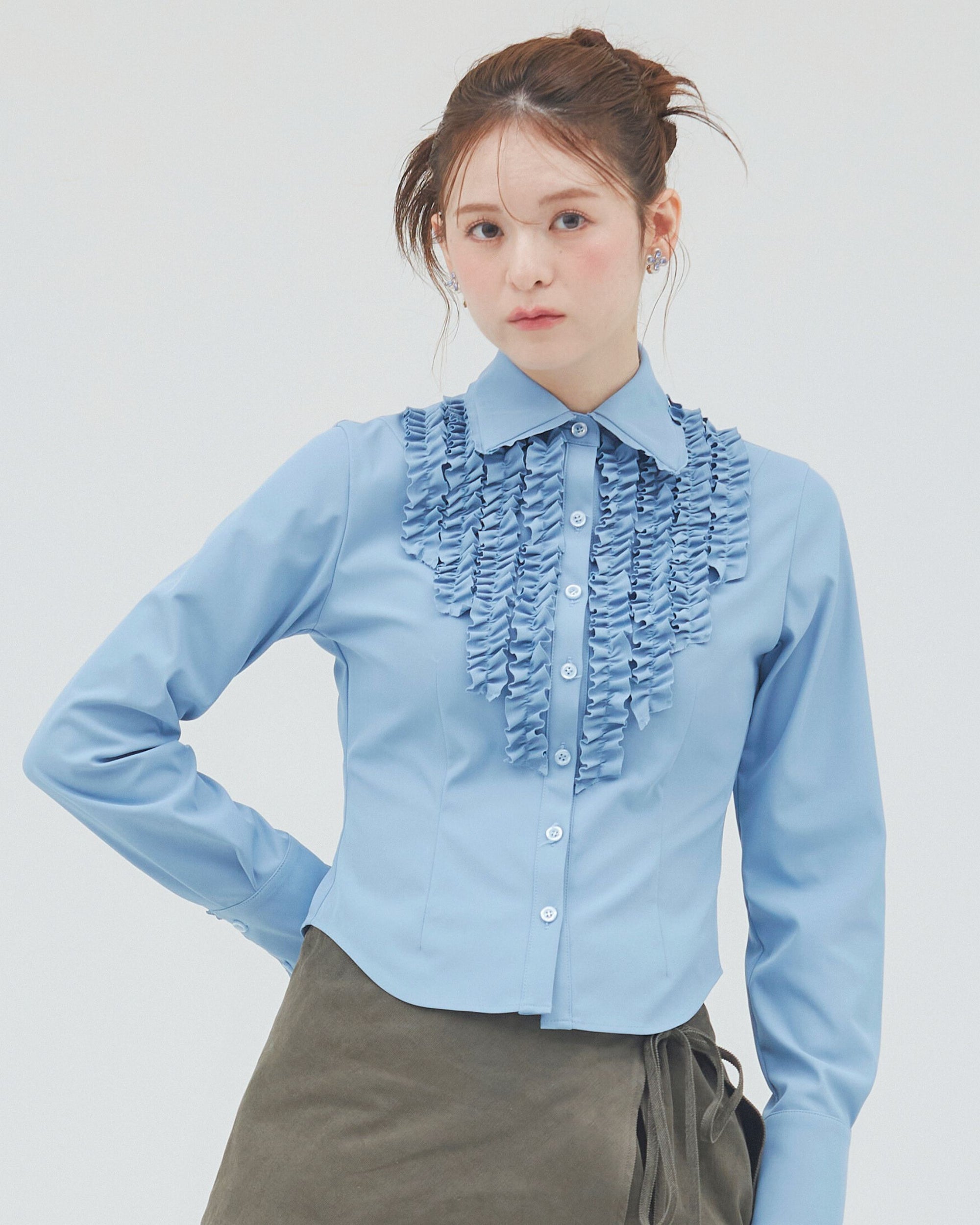 bimbam ruffle shirt powderblue