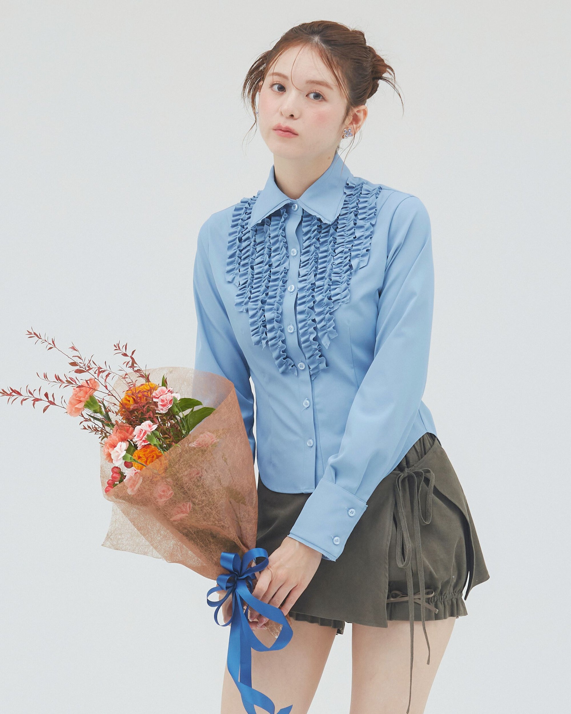 bimbam ruffle shirt powderblue