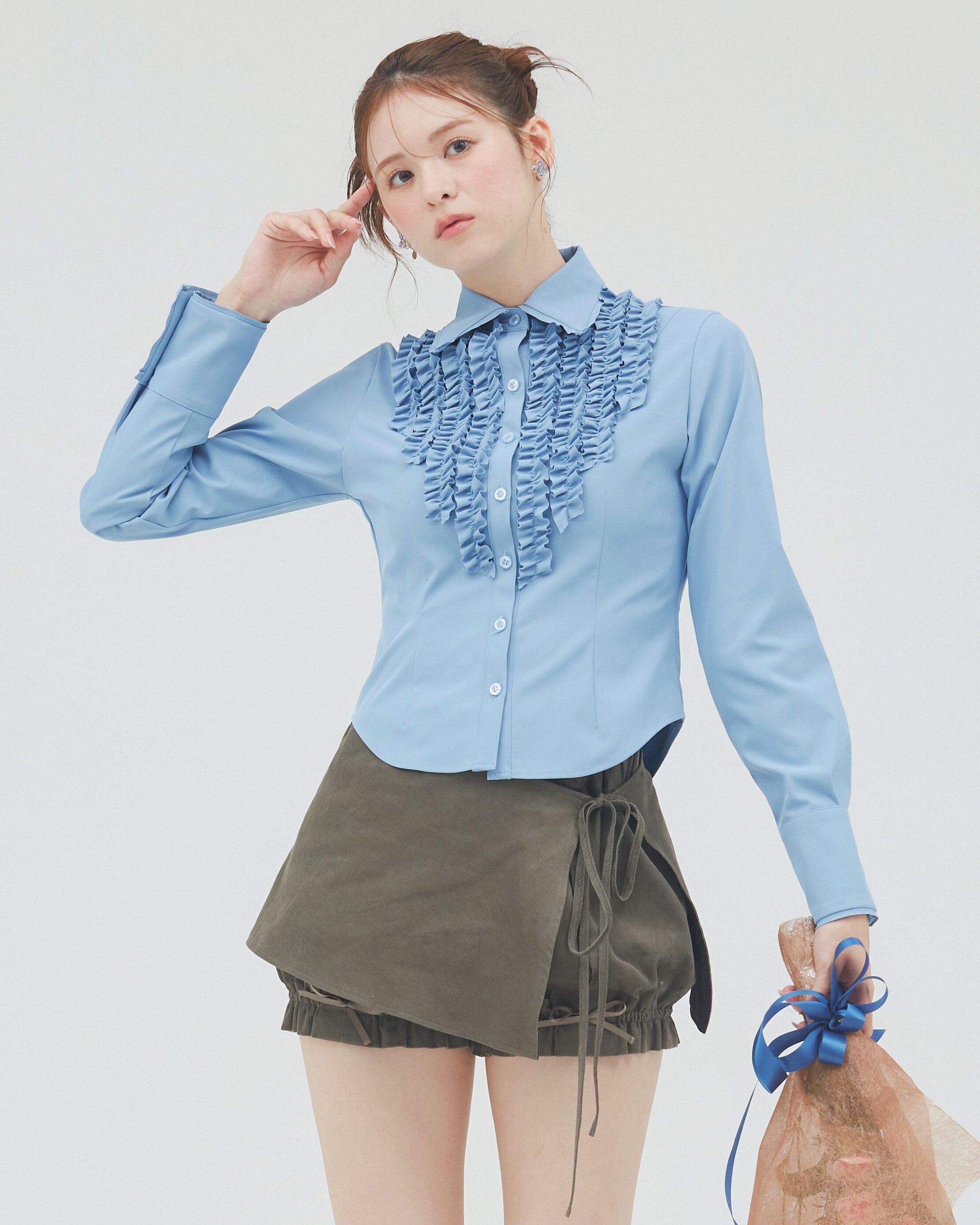 bimbam ruffle shirt powderblue