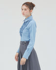bimbam ruffle shirt powderblue