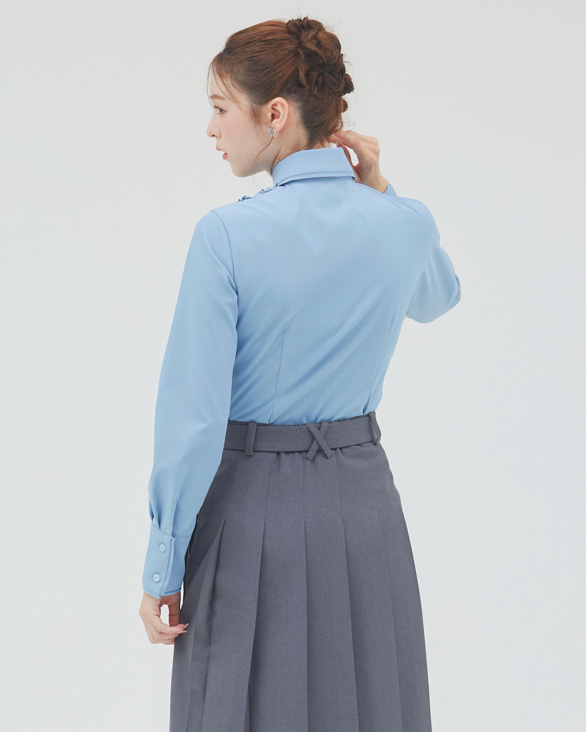 bimbam ruffle shirt powderblue