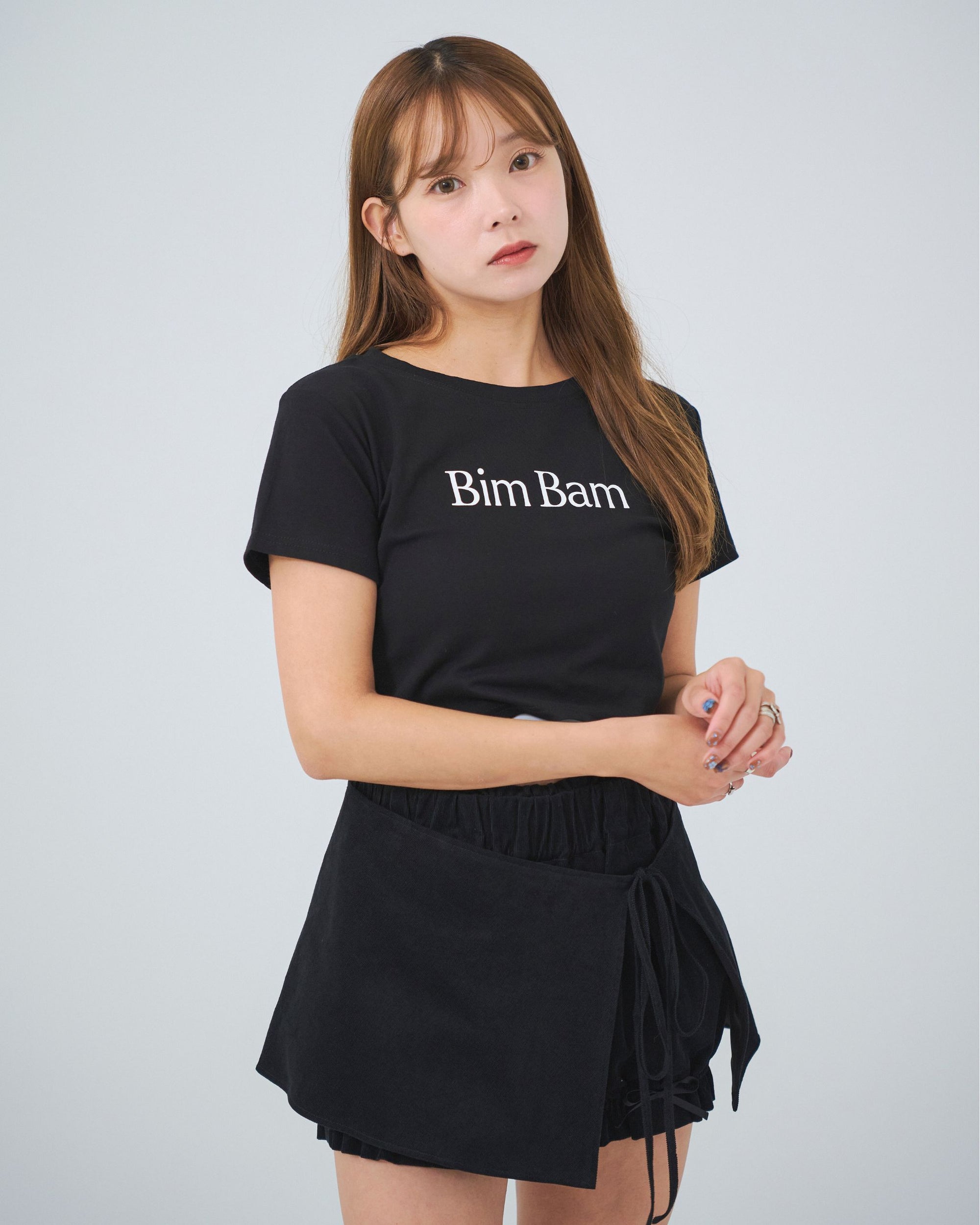 bimbam logo crop tee black