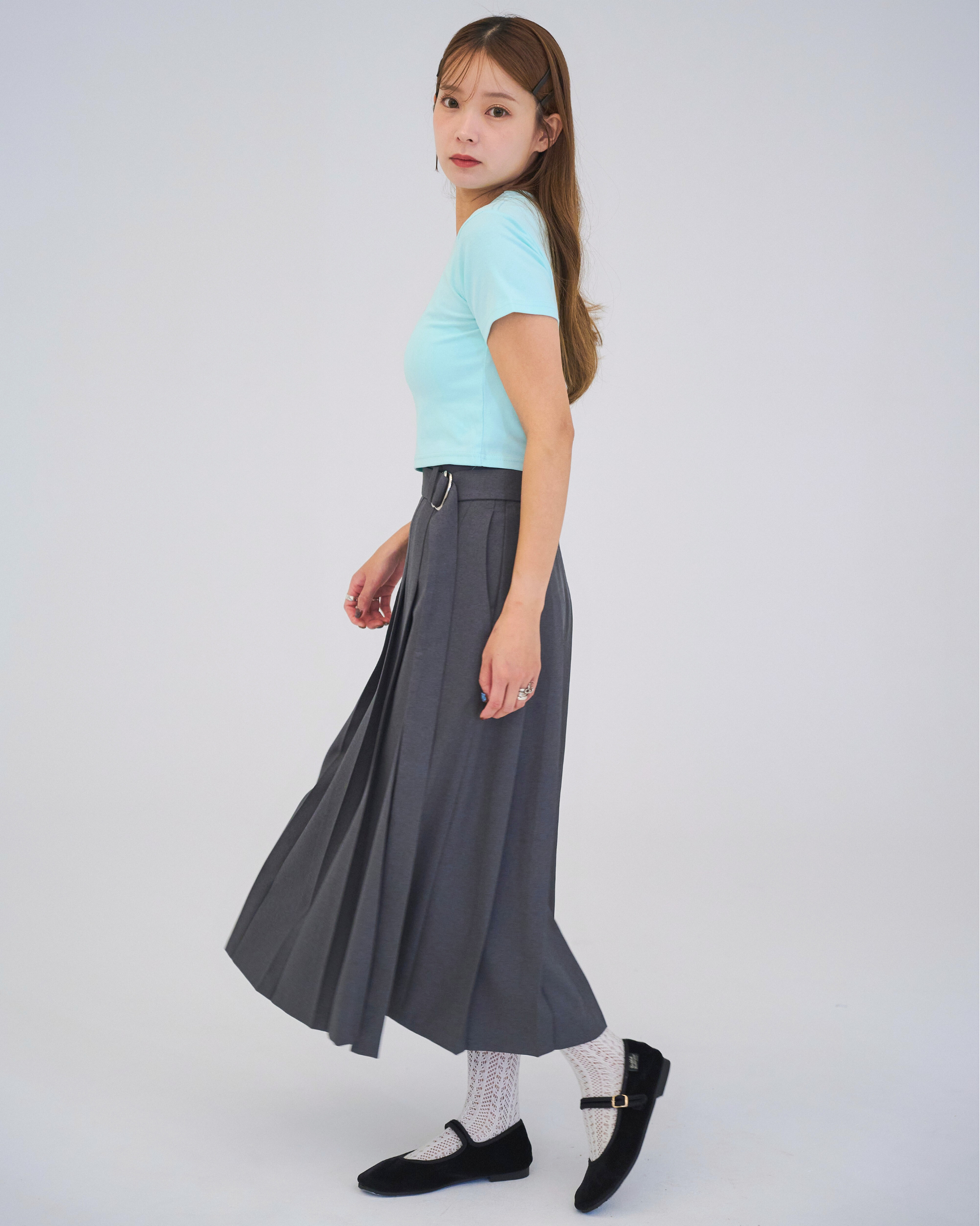 bimbam basic pleat skirt gray