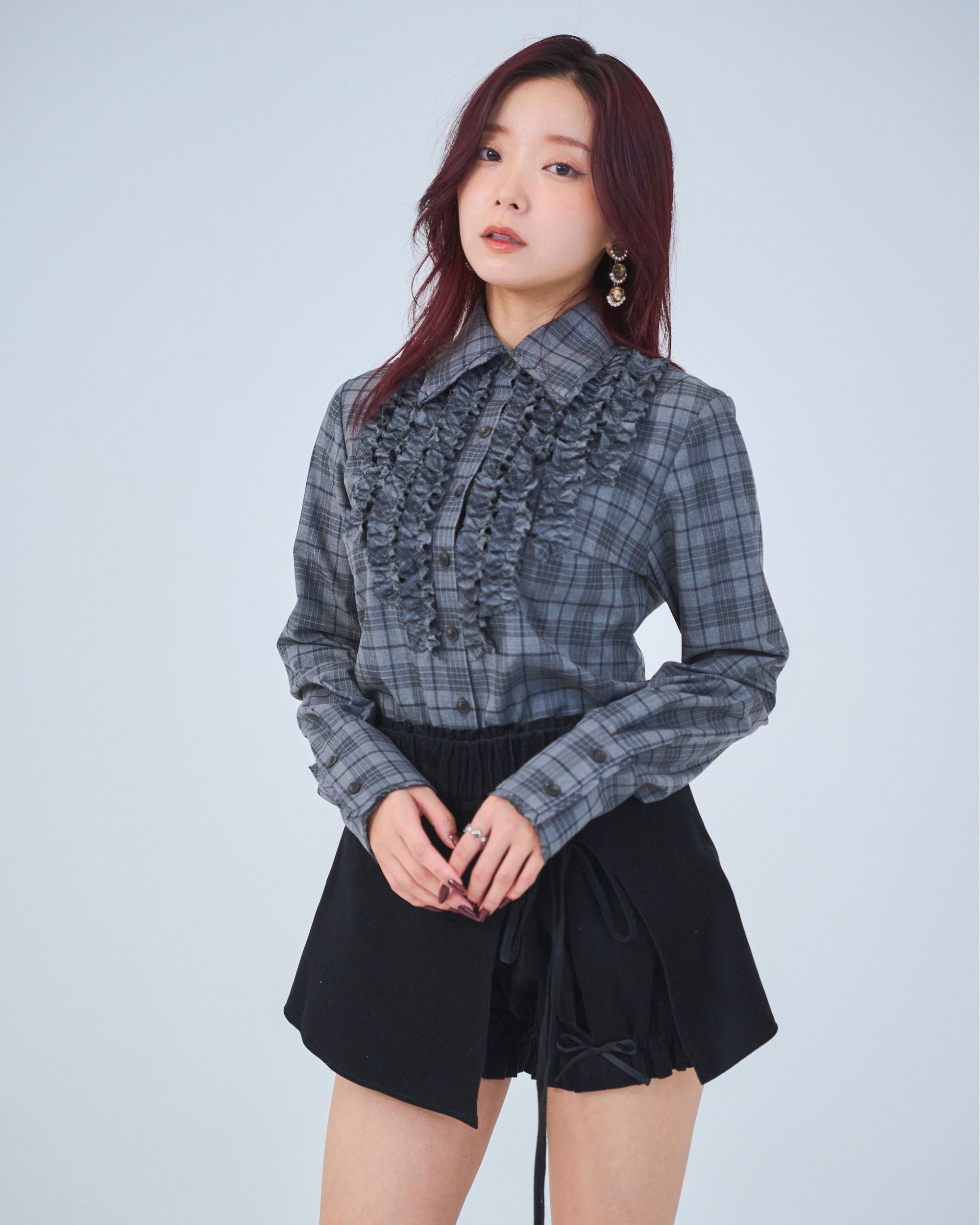 bimbam layered mini shorts black