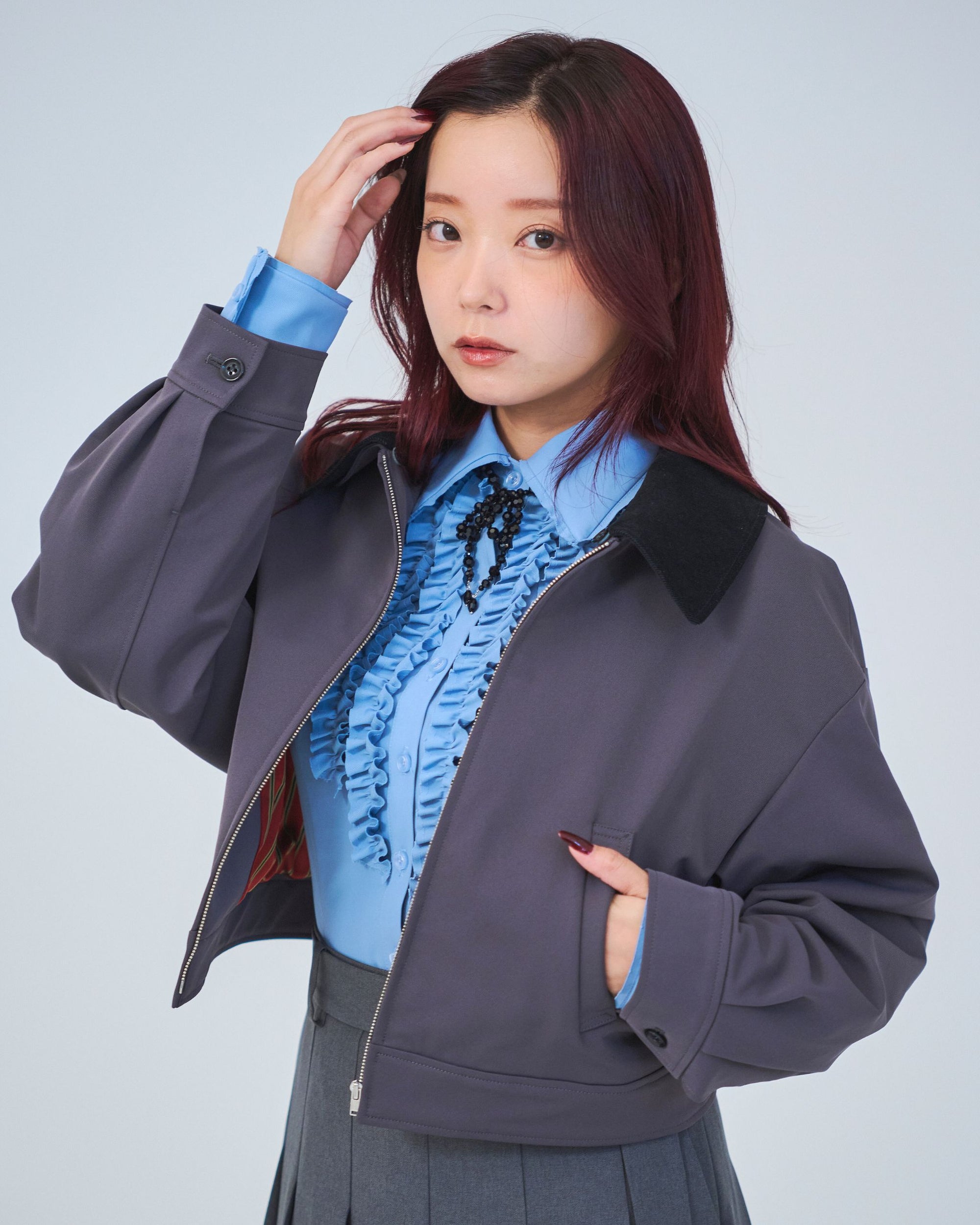 bimbam 2way short blouson gray