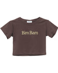 bimbam logo crop tee brown