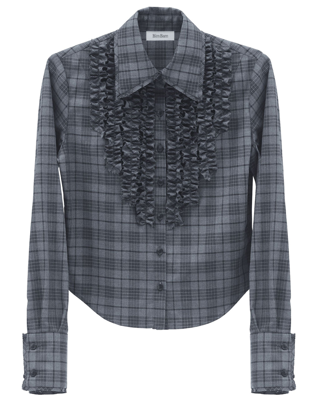 bimbam ruffle shirt gray - F
